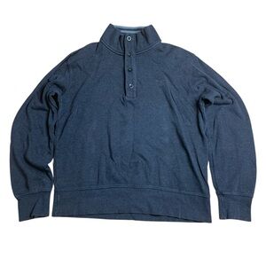 GANT Men’s Quarter Zip Button Mock Neck Sweater Cotton Elbow Patches Grey L